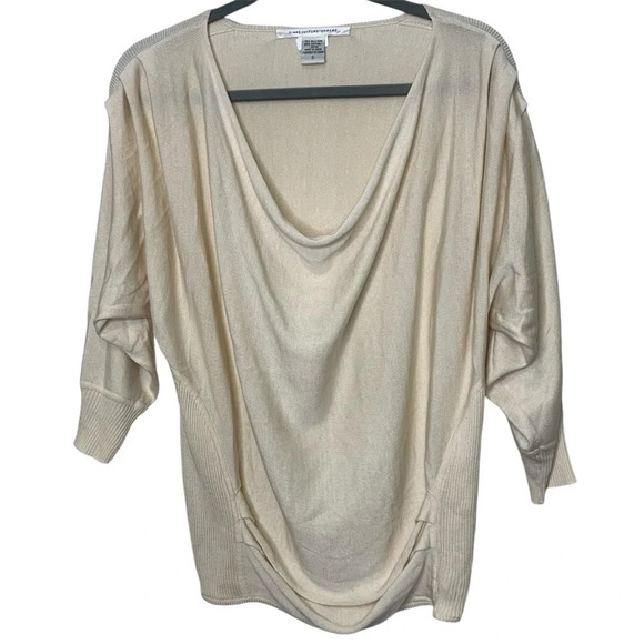 90s Diane Von Furstenberg Silk Blend Lightweight Knit Neutral Top Size Small - Picture 3 of 16